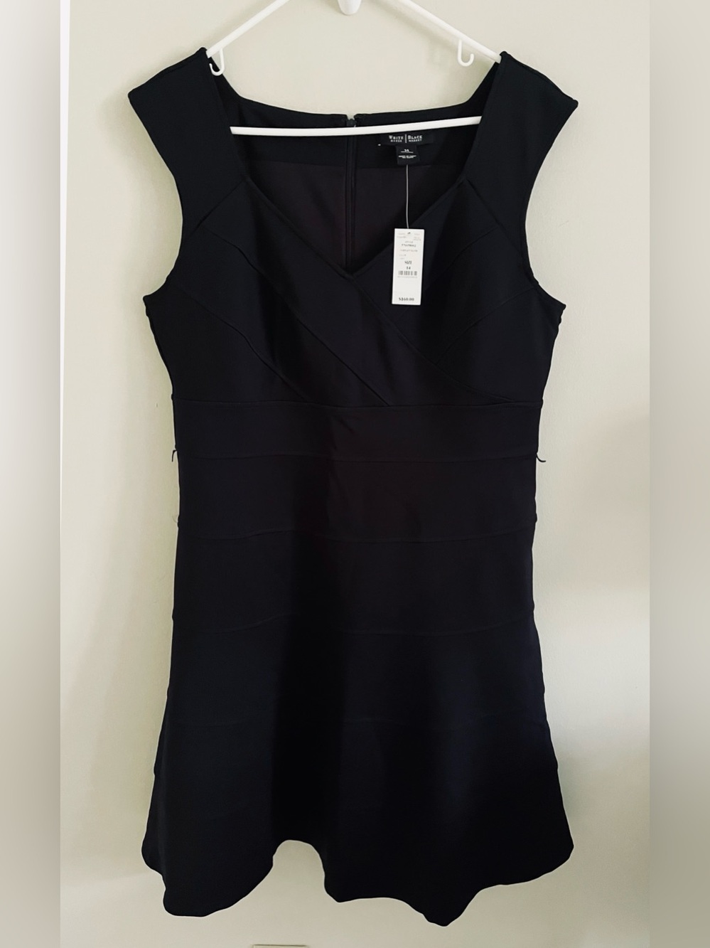 WHBM black A line Skater panel dress sz 14 NWT